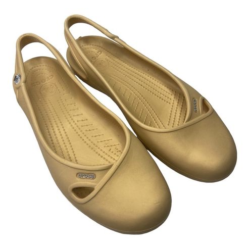 Crocs Olivia Gold Croslite Slingback Jeweled Slip-on Flats Size 12W - $34 - From Rhonda