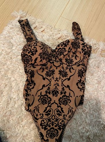 Floral Stunner Flocked Bustier Bodysuit