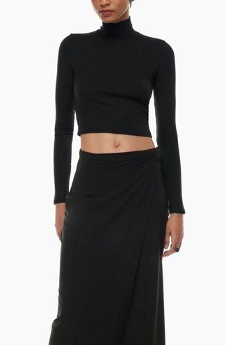 Aritzia Wilfred Only Waist Turtleneck Black Ribbed Crop Top Size S - $35 -  From HangerHaven