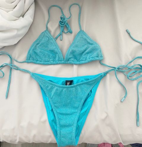 Light Blue Sparkle Triangl Bikini