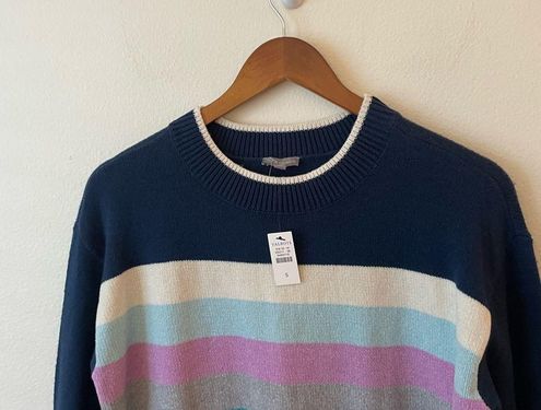 Talbots NWT Tweed Chenille Stripe Colorblock Wool Cotton Blend