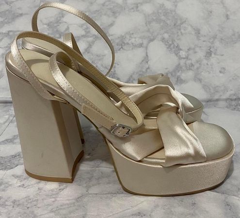 Everlasting Satin Platform Heels Champagne