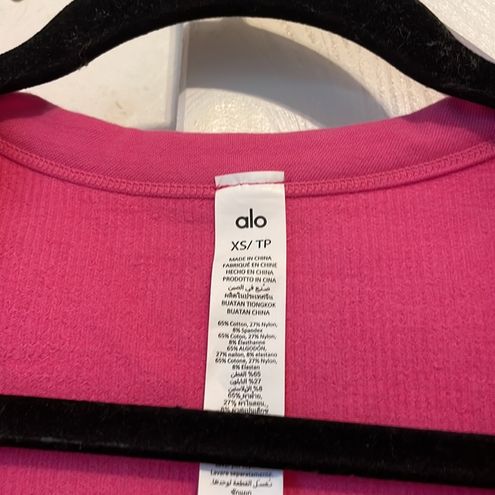 Alo Yoga Seamless Ribbed Cropped Serene Short Sleeve Paradise Pink