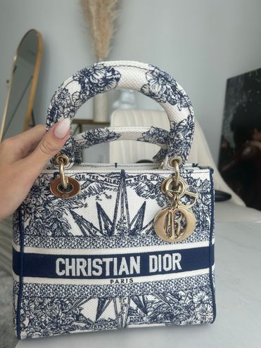 Lady d-lite handbag Dior Blue in Cotton - 33711027