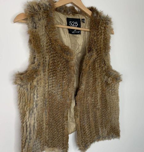 525 America Luxe Natural Rabbit Fur Vest Sz-M