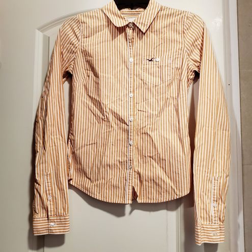 Hollister 5/$25 Orange White Button Down Striped Shirt - $9 - From G