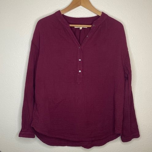 XiRENA Aerin Cotton Gauze Burgundy Red Maroon Blouse Top Size XS