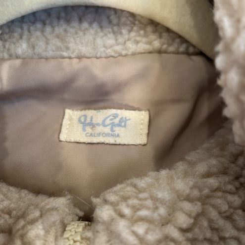 Brandy Melville John Galt Womens Tan Sherpa Full Zip Teddy Jacket One Size