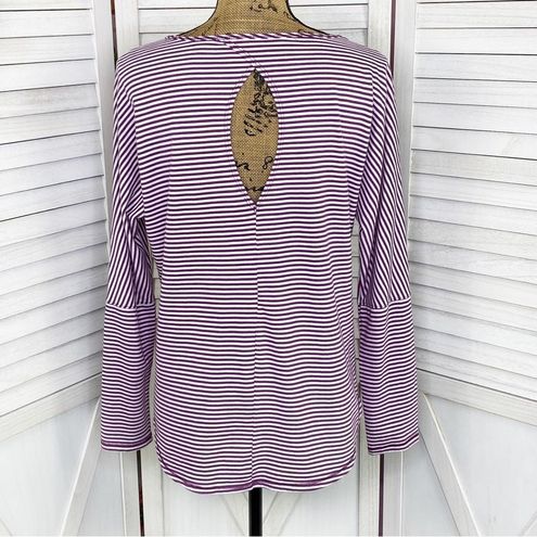 Zelos Striped Keyhole Back Long Sleeve Shirt Purple White Medium - $23 -  From Cinnamon