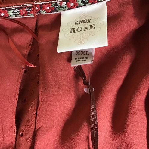 Knox Rose Women's Ruffle Short Sleeve Eyelet A-Line Dress
