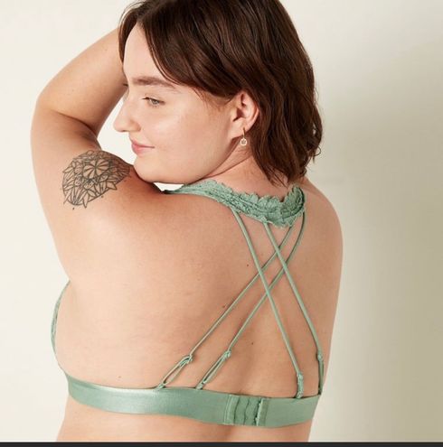 Victoria's Secret PINK Seasalt Sage Green Lace Strappy-Back Halter Bralette  NWT Size XXS - $29 New With Tags - From Sophia