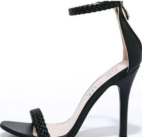 plain black strappy heels