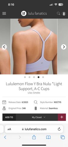 Lululemon Flow Y Bra Nulu *Light Support, A-C Cups - White - lulu fanatics