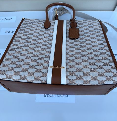 Michael Kors MK Mirella Large Striped Logo Jacquard Tote Bag - Luggage  Multi Brown - $199 (64% Off Retail) New With Tags - From Kash