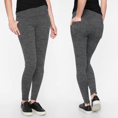 ATHLETA BLACK GRAY HERRINGBONE METRO HIGH WAISTED LEGGING SIZE XS