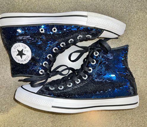 navy blue sequin converse