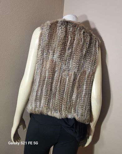 525 America Luxe Natural Rabbit Fur Vest Sz-M