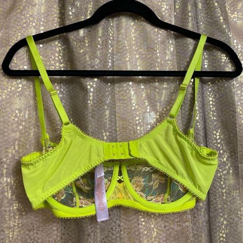 Savage X Fenty Neon Lime Green Floral Sweetheart Lace Balconette