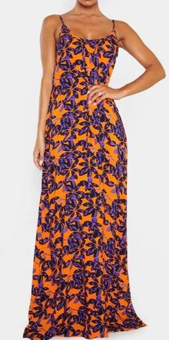 Pretty Little Thing Orange Shadow Leaf Low Back Oversized Maxi Beach Dress  sz 6 - $40 (41% Off Retail) - From Marissa