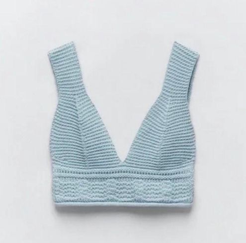 ZARA Light Blue Crochet Knit Bralette Top - $27 - From Mia