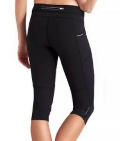 Athleta Dobby Be Free Knicker Capri Leggings Black Reflective