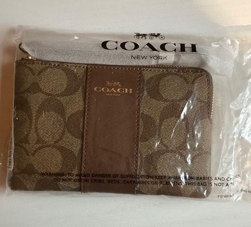 Coach Designer Zip Wristlet in Signature Canvas Brown & Taupe - $61 New  With Tags - From Ashley