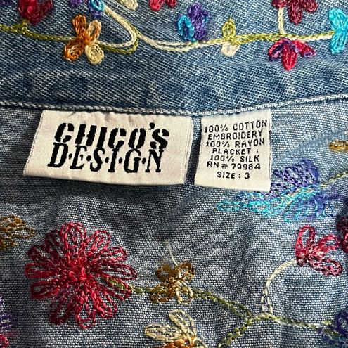 Chico's Design Vintage Embroidered Denim Jacket Size L - $32 - From Eva's