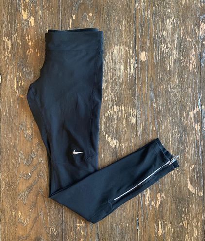 Nike dri-fit Leggings With Tie Front And Ankle Zipper Black Size