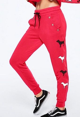 PINK - Victoria's Secret Victoria's Secret Pink Red Dog Logo Graphic Print  Classic Jogger Sweatpants Medium - $28 - From Lisette