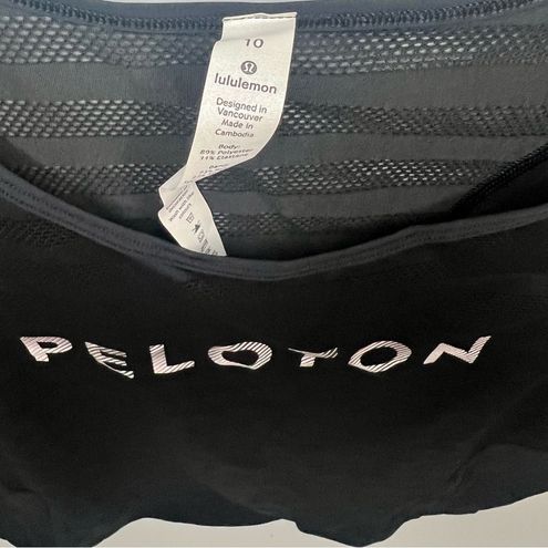 Lululemon Peloton Black Mesh Striped Tank Top Size 10 - $28 - From Jessie