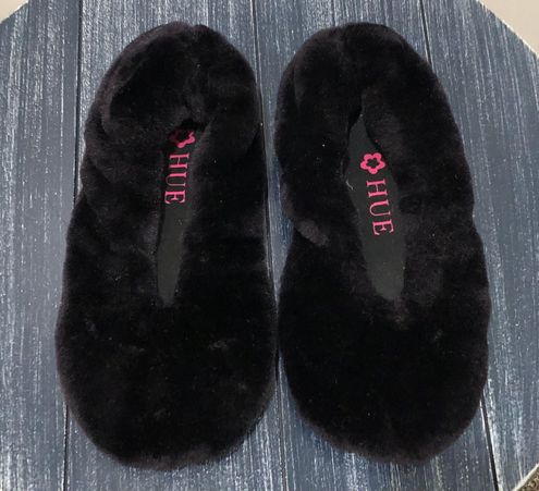 Hue Fuzzy Slippers Black Size M $14 Off Retail) - From