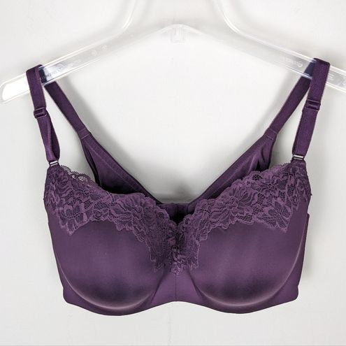 LIGHTLY LINED FULL COVERAGE BALCONETTE BRA LACE PURPLE WITH 360° BACK  SMOOTHING