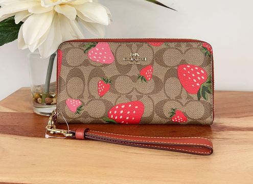 Coach CH165 Tech Wallet In Signature Canvas With Wild Strawberry