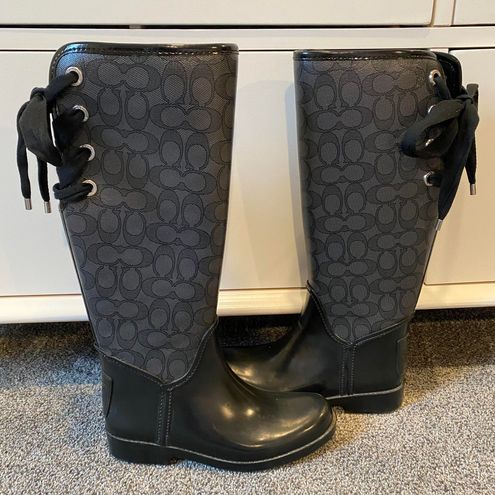 Coach Tristnee Leather Rain Boots Black Size 6 - $63 (65% Off Retail) -  From Stella