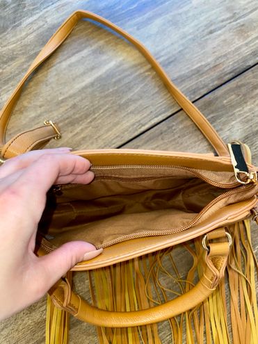 Let's Go West Cognac Fringe Crossbody Bag