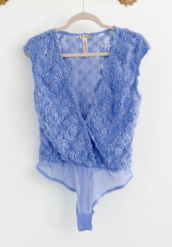 Floral Lace Bodysuit, Blue