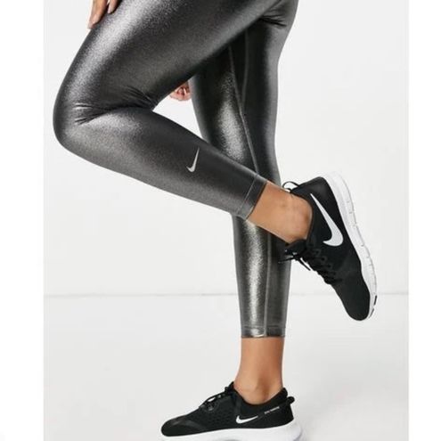 Nike ONE ICON Clash Women'S MID-Rise 7/8 Shimmer Leggings Black at