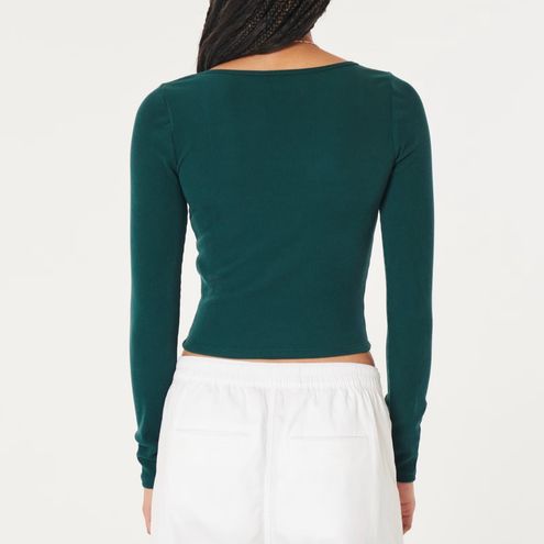 Women's Long-Sleeve Seamless Fabric Square-Neck Top - Hollister