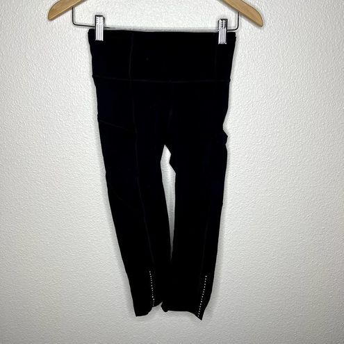 Lululemon Fast Free Crop II Nulux 19 Leggings W6AKHS Black Size 6