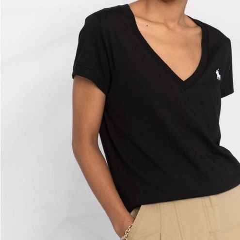 Polo Ralph Lauren Women's Embroidered-Logo V-Neck T-Shirt