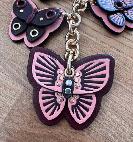 Coach Butterfly Cluster Bag Charm Smooth leather gold/Boysenberry multi 1674