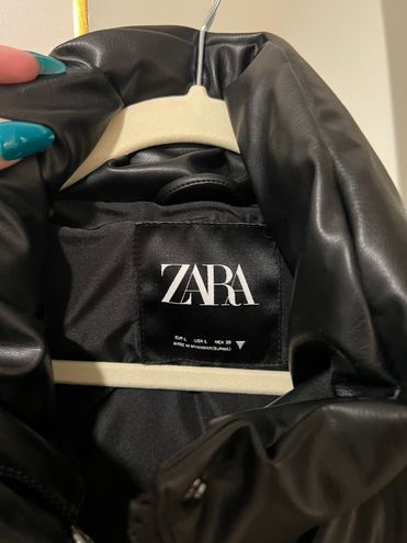 🔖 XL ZARA Faux Leather Cropped Vest Puffer