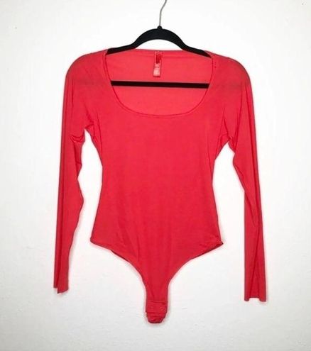 SKIMS, Tops, Skims Jelly Sheer Bodysuit In Poppy