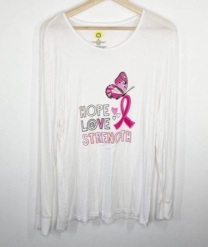 WonderWink Hope Love Strength Breast Cancer Shirt Women's Size X