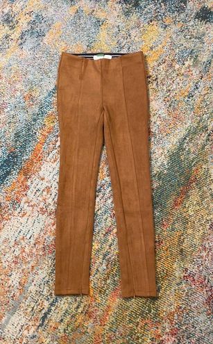 Anthropologie Suede Leggings Tan Size 