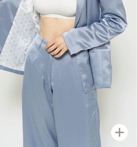 Asanoha Satin Suit Pants in Ice Blue - $111 - From Mooshkini