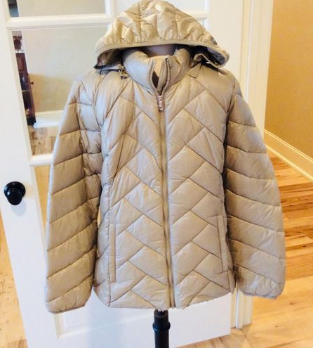 London Fog Down Jacket Lightweight Coat Womens Medium Champagne