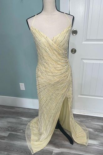 Beaded Sleeveless Faux Wrap Gown