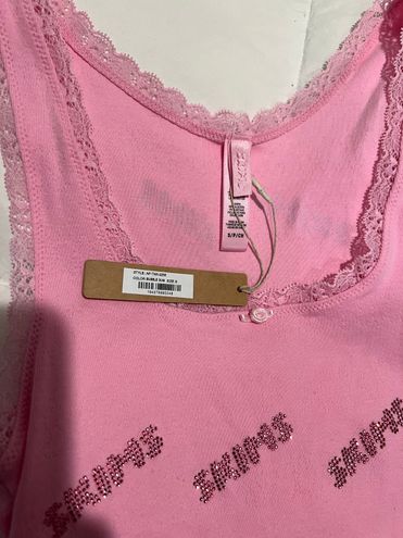 SKIMS LOGO POINTELLE TANK BUBBLEGUM SMALL Pink - $68 New With Tags - From  Vanilla