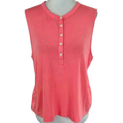 Lou & grey Signature Softblend Henley Tank Top Neon Pink Size M - $18 -  From Katie